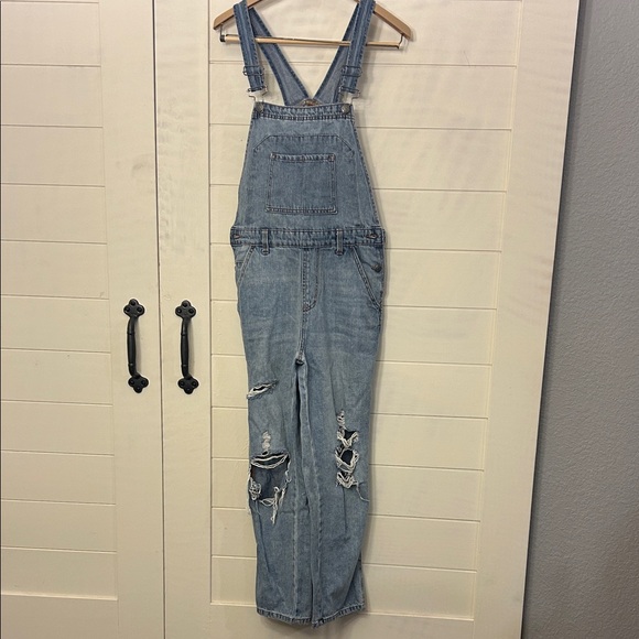 Distressed Denim Overalls - Picture 1 of 4